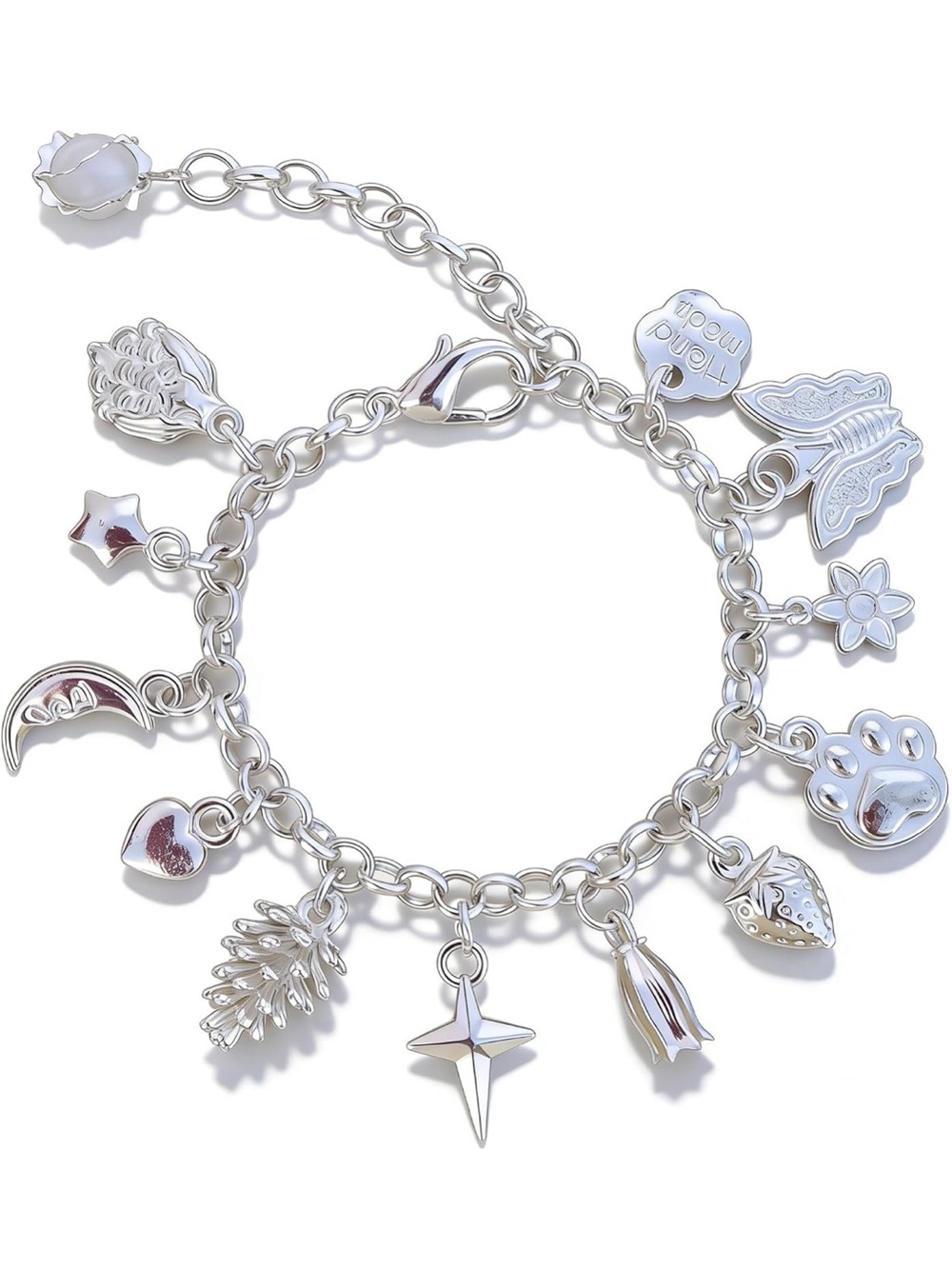 Anthropologie Silver Charm Bracelet - Polished Silver Tones